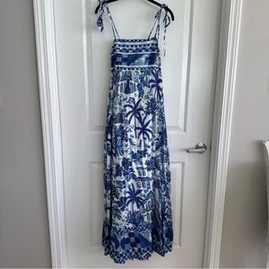 FARM Rio Tropical Blue and White Maxi Dress